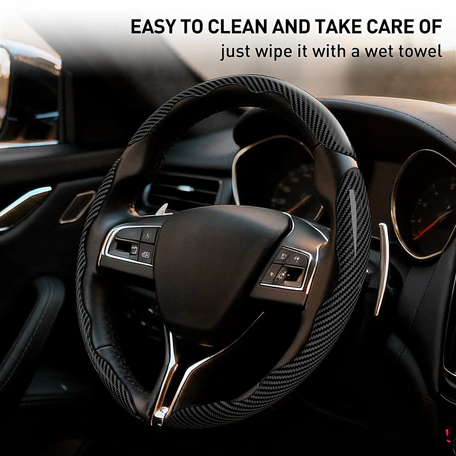 Car Steering Wheel Cover, Non slip Design Steering Wheel Protector, Universal Car Steering Wheel Cover for 15 Inch