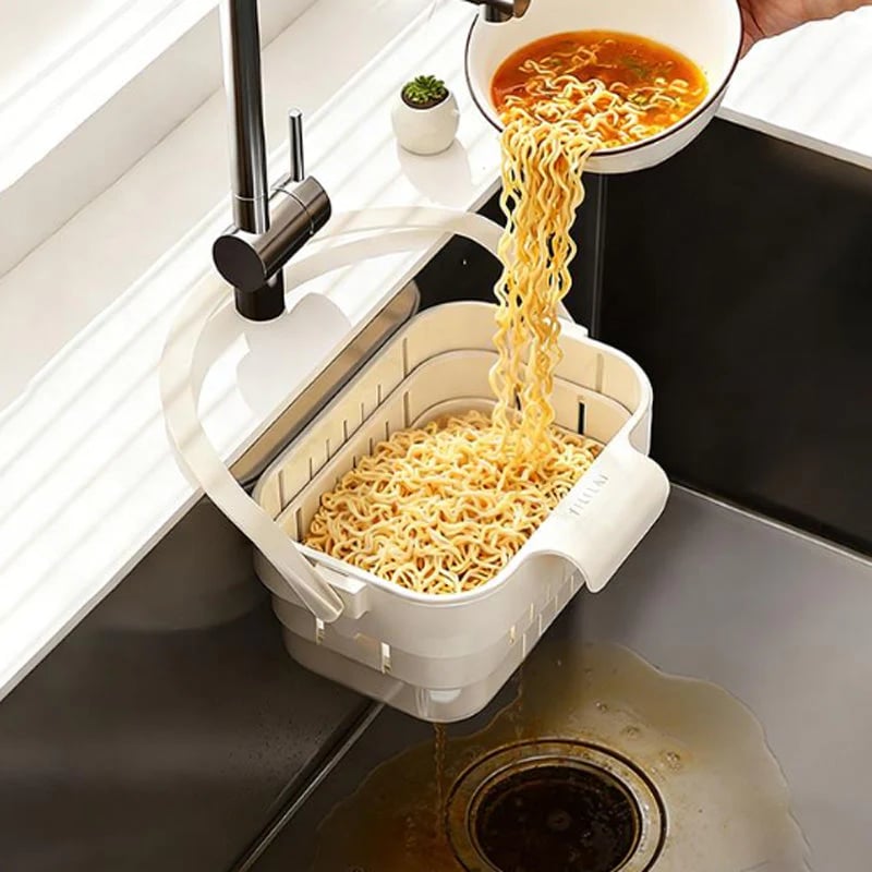 Collapsible Faucet-Hanging Sink Strainer Basket