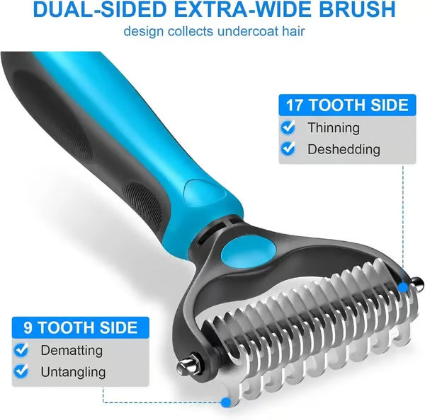 ✨ Double-Sided Pet Rake – Deshedding Tool for Dogs & Cats 🐶🐱