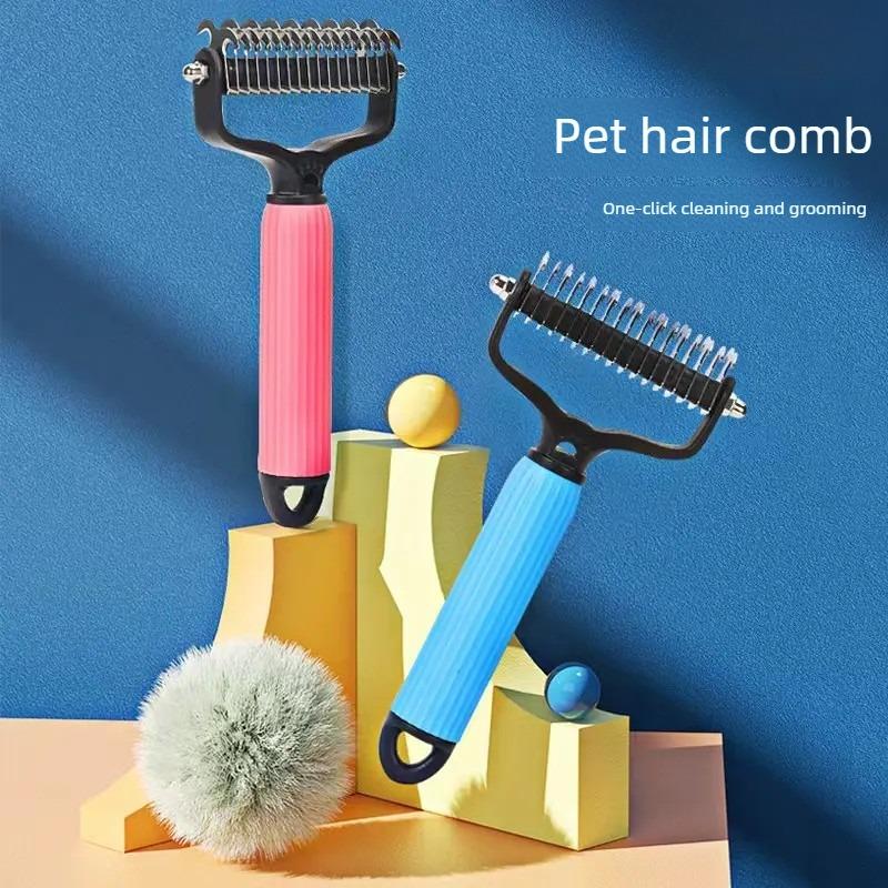 Easy Pet Detangling Comb – Double-Sided Stainless Steel Grooming Tool for Smooth, Shed-Free Coats