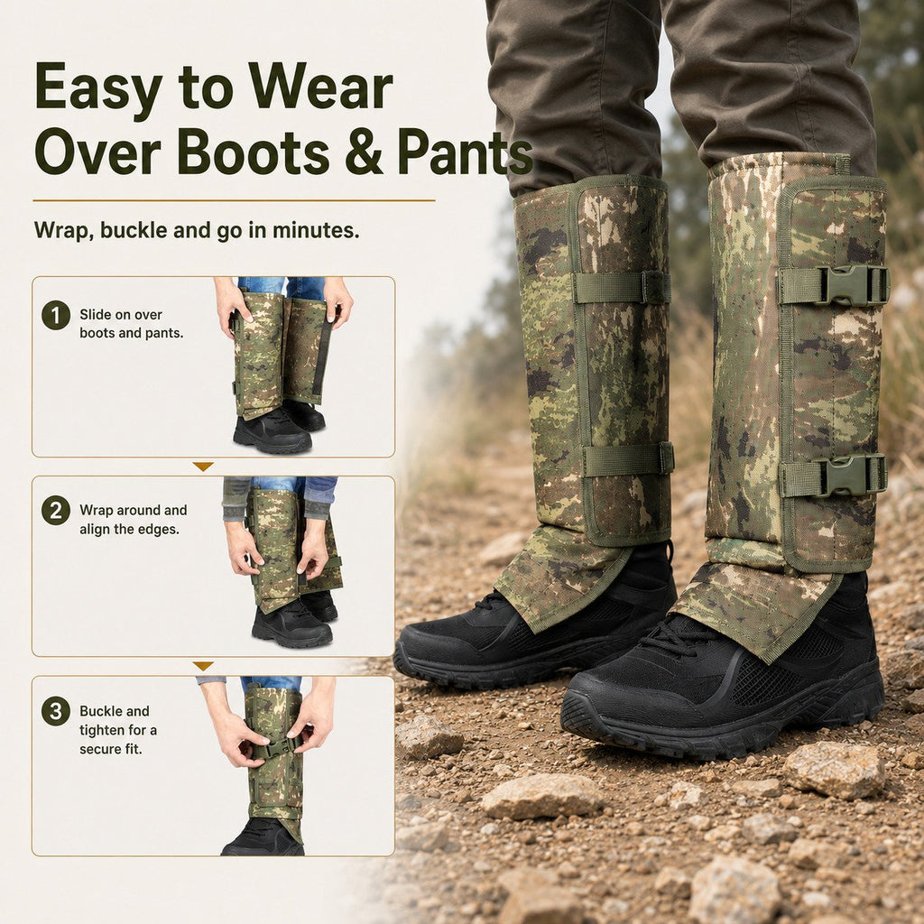 🔥Unisex Adjustable Outdoor Snake-Resistant Leg Gaiters, Abrasion-Resistant Durable Fabric Protective Gear for Hunting, Hiking