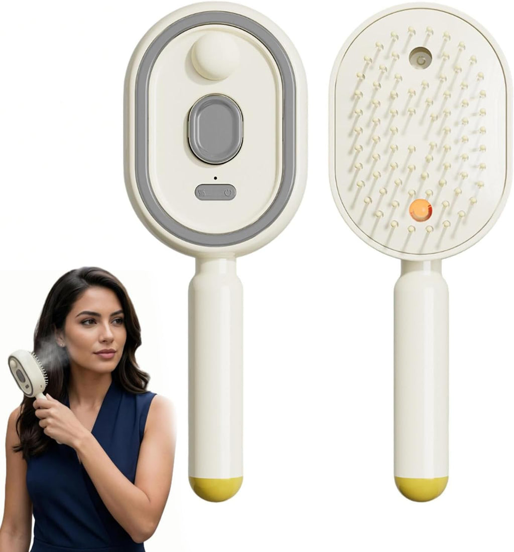💆‍♀️3-in-1 Steam Massage Hair Brush -Smooth Hair • Reduce Frizz • Scalp Relaxation