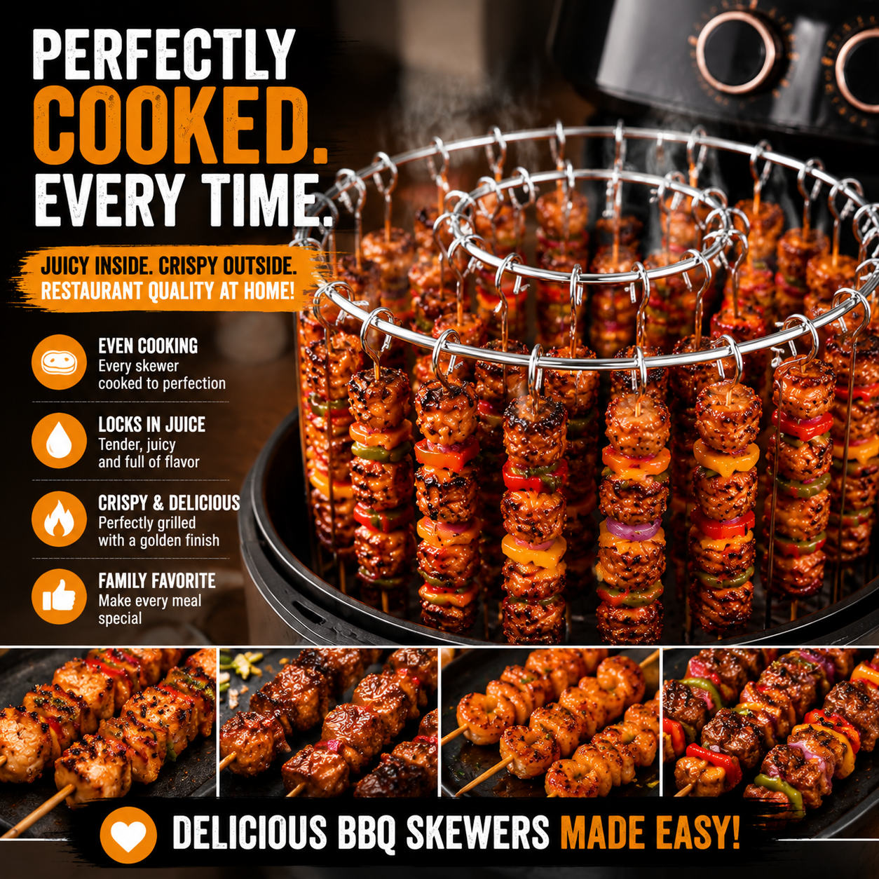 🔥Cook 24 Skewers at Once – No Flipping, No Mess, No Effort