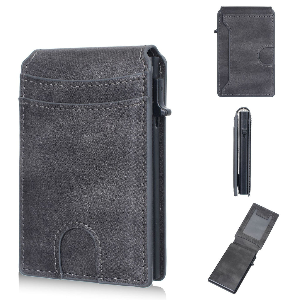 ✨Wallet for Men- Pop Up Case, Cash Slot, and Credit Card Slot - Aluminum Wallet with RFID Blocking, Minimalist Leather Wallet Front Pocket with ID Window