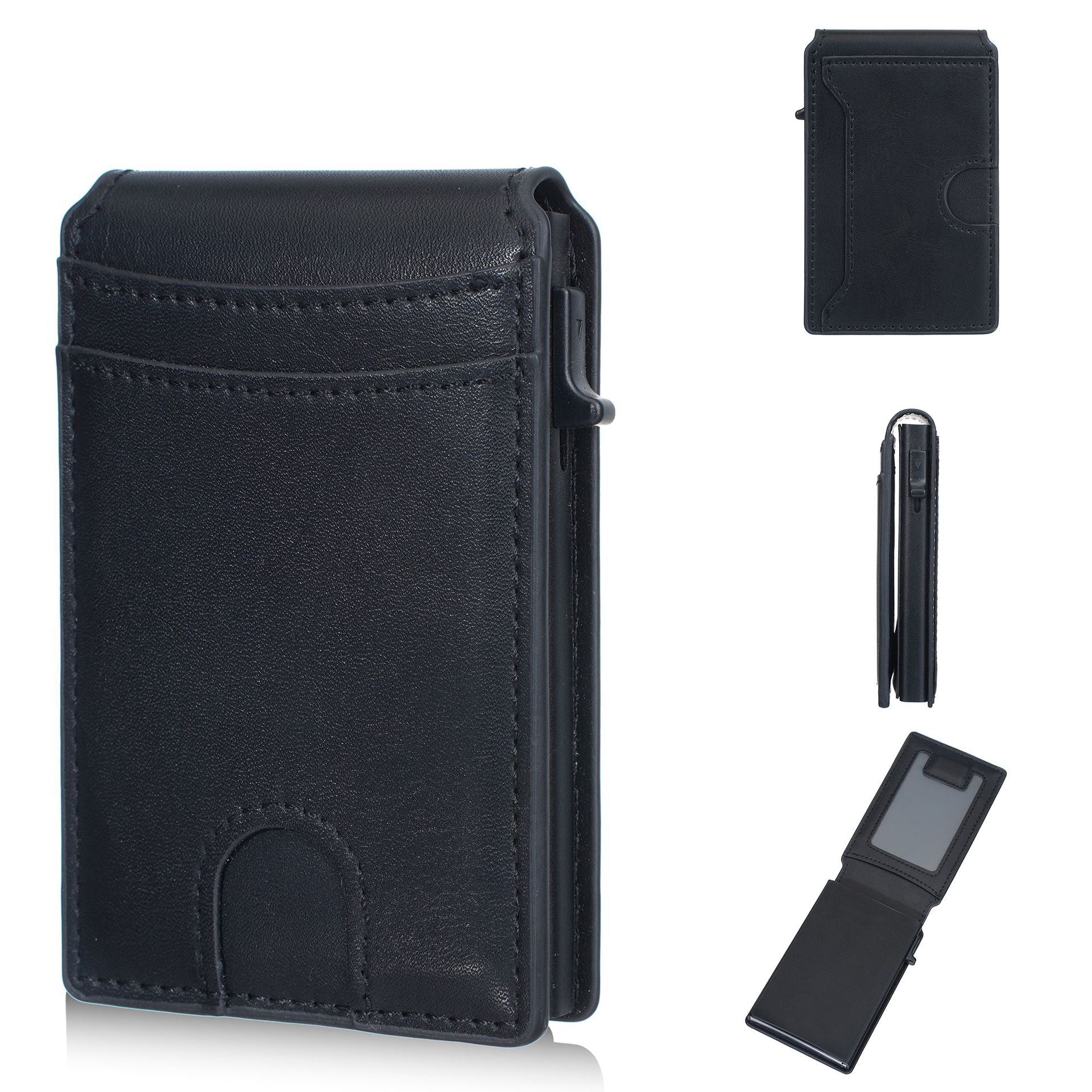 ✨Wallet for Men- Pop Up Case, Cash Slot, and Credit Card Slot - Aluminum Wallet with RFID Blocking, Minimalist Leather Wallet Front Pocket with ID Window