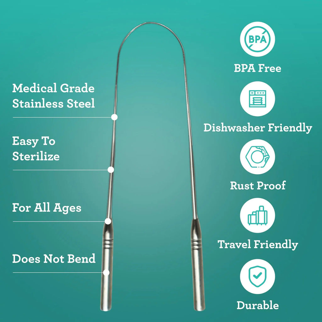 GuruNanda U Shaped Stainless Steel Tongue Scraper 2-Pack