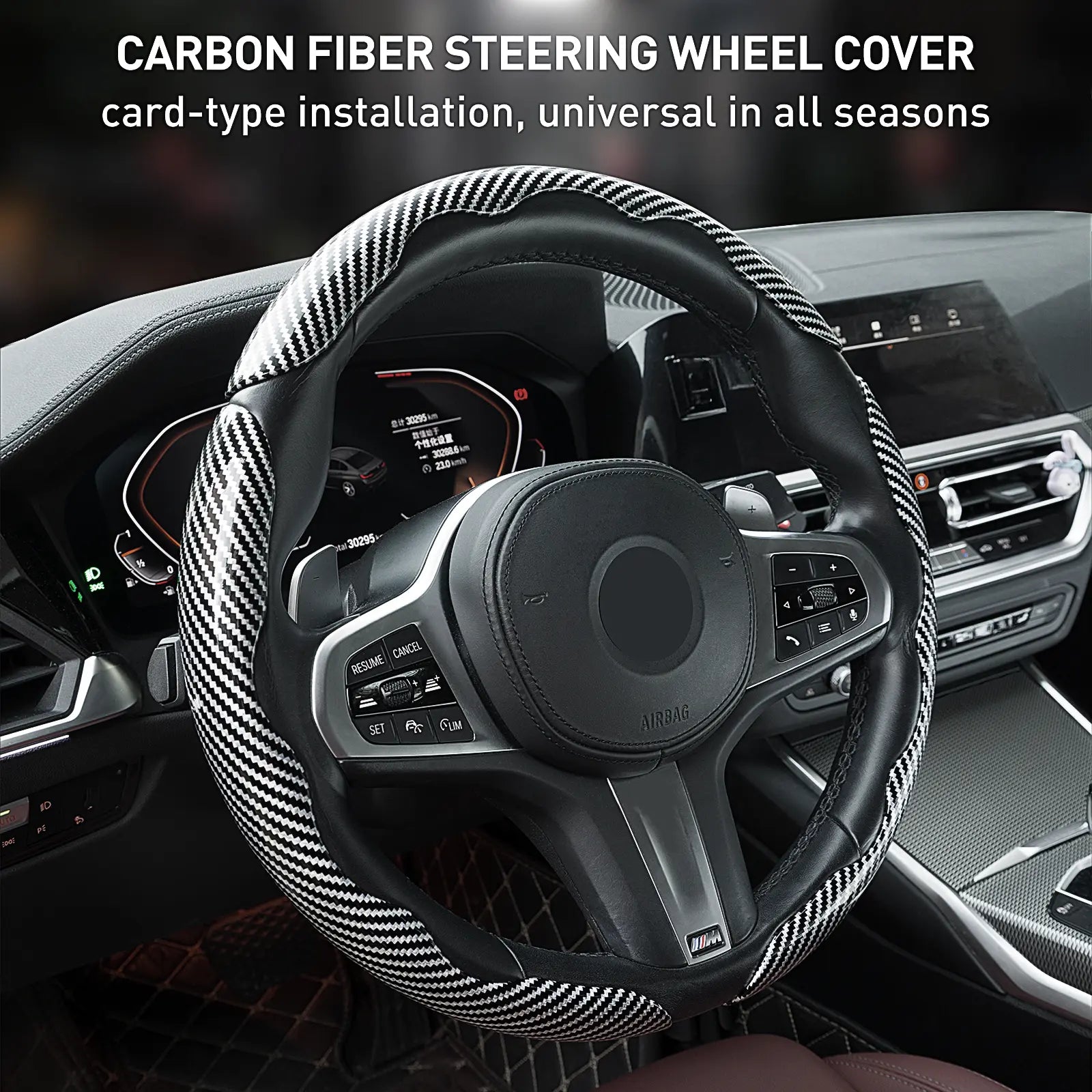 Car Steering Wheel Cover, Non slip Design Steering Wheel Protector, Universal Car Steering Wheel Cover for 15 Inch