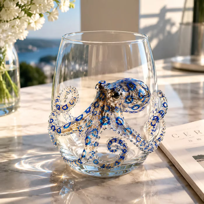 🌊Artisanal Blue Ringed Octopus Glassware