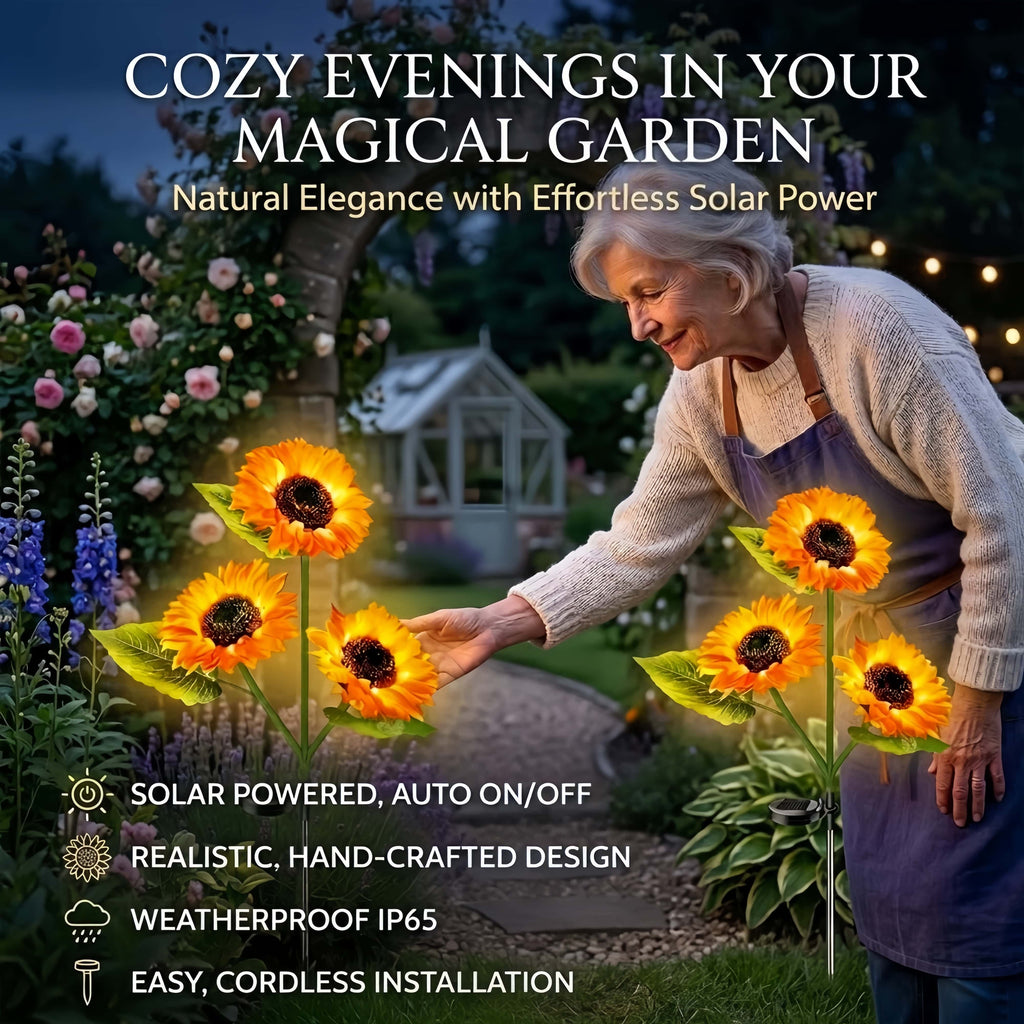 2026 UPGRADED Solar Sunflowers – Hyper-Realistic Petals, Stunning Shadow Projections & Dusk-to-Dawn Garden Magic 🌻