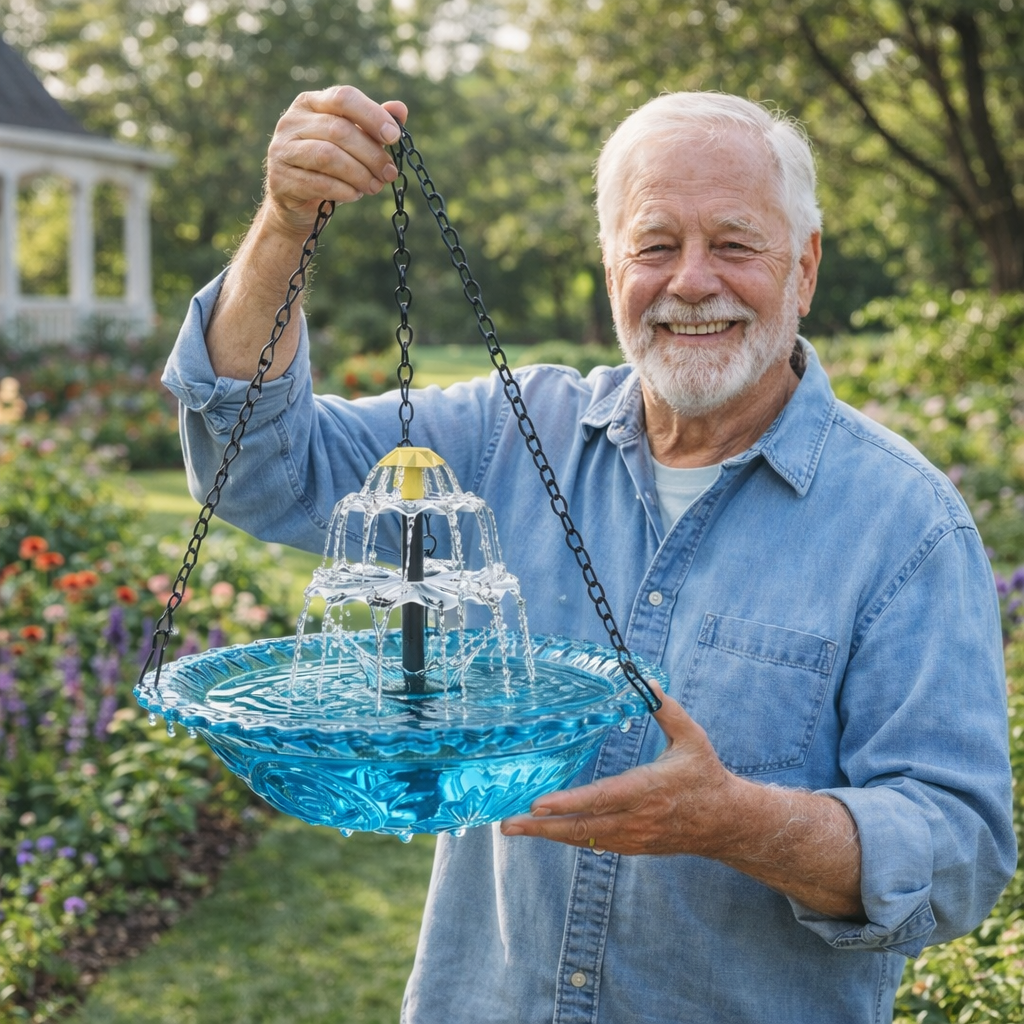 🐦49% Off--Solar Cascade Hanging Bird Bath Fountain