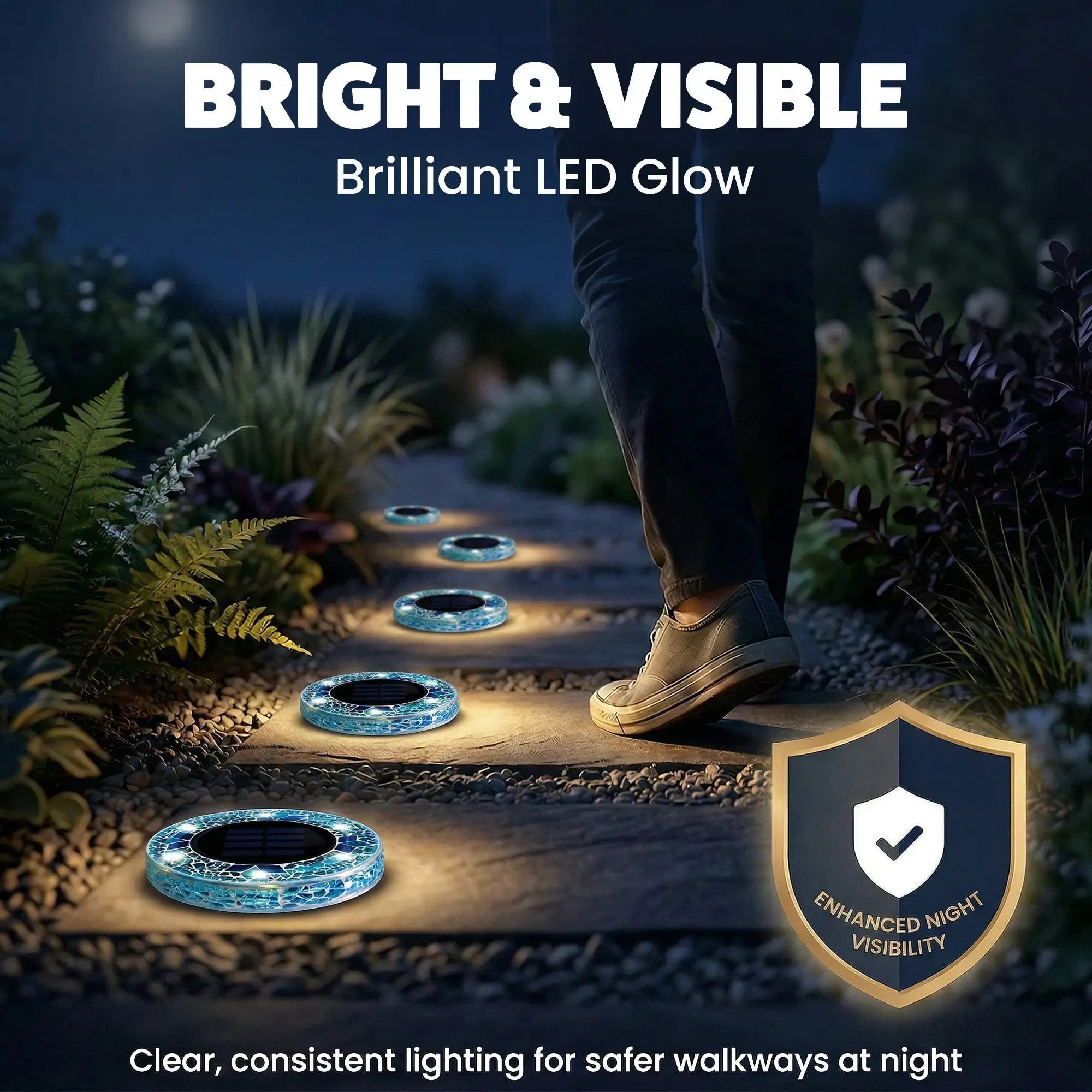 ✨4/8 Pack Solar Outdoor Mosaic Disk Lights, Waterproof Decorative Pathway LED Light
