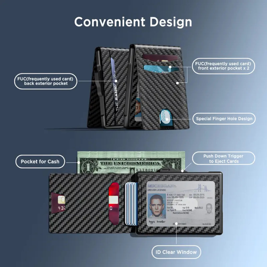 AirTag Wallet for Men - with Pop Up Aluminum Case Money Clip Slim Leather Slots Credit Card Holder RFID Blocking Bifold Minimalist Wallet