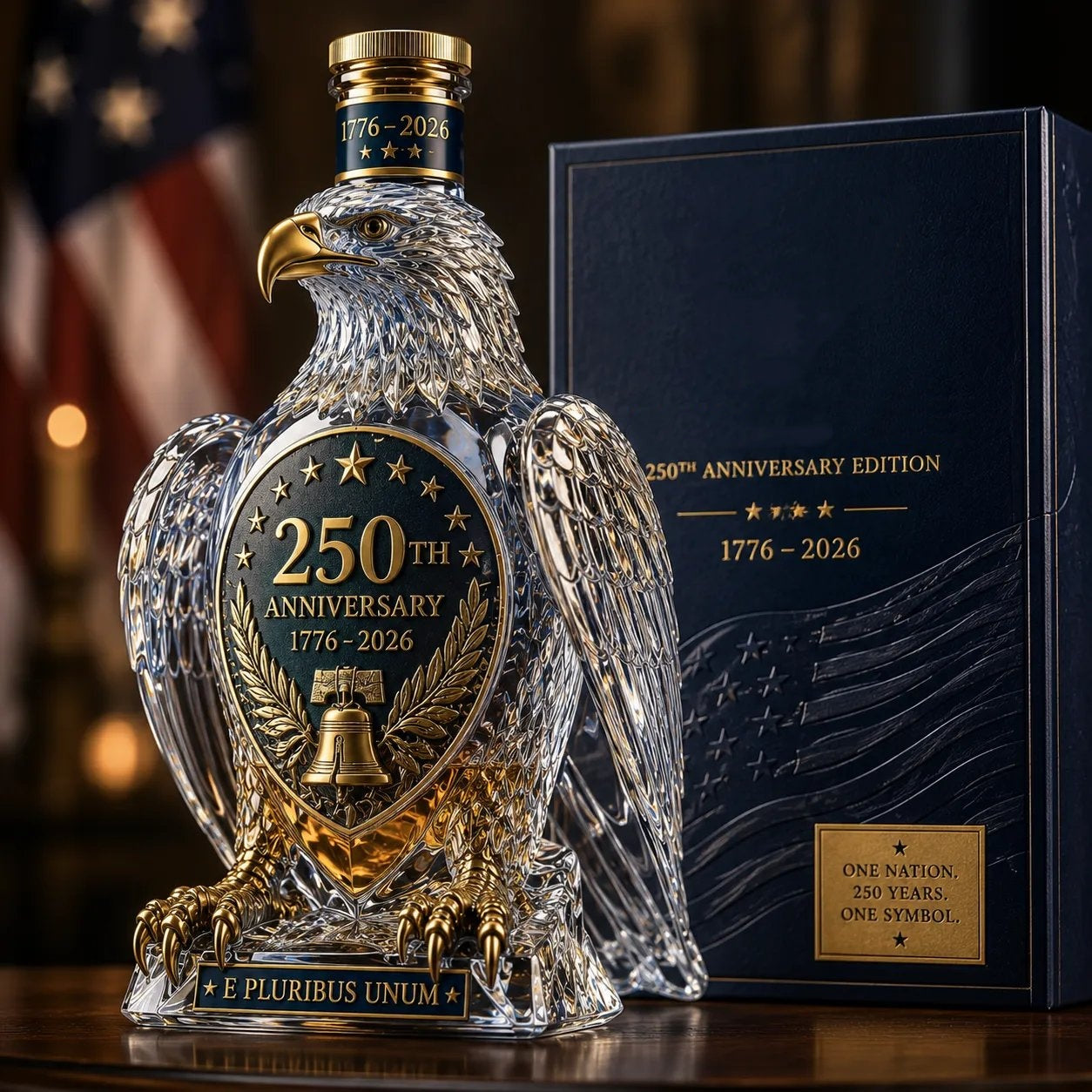 🦅250th Anniversary Commemorative Liquor Bottle, Hawk Whiskey Display Bottle